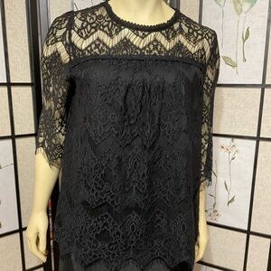 BLU Pepper Black Lace Top Size XL